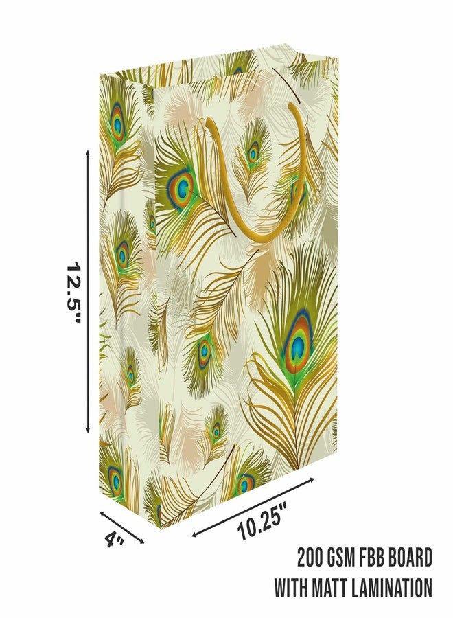 Omnipresent Pack Omnipresent Morpankh Printed Paper Bags - Eco-Friendly 200 GSM Matt Laminated Gift Bags, Pack of 12, Perfect for Diwali, Weddings, Birthdays, Return Gifts & Hampers. - Image 4